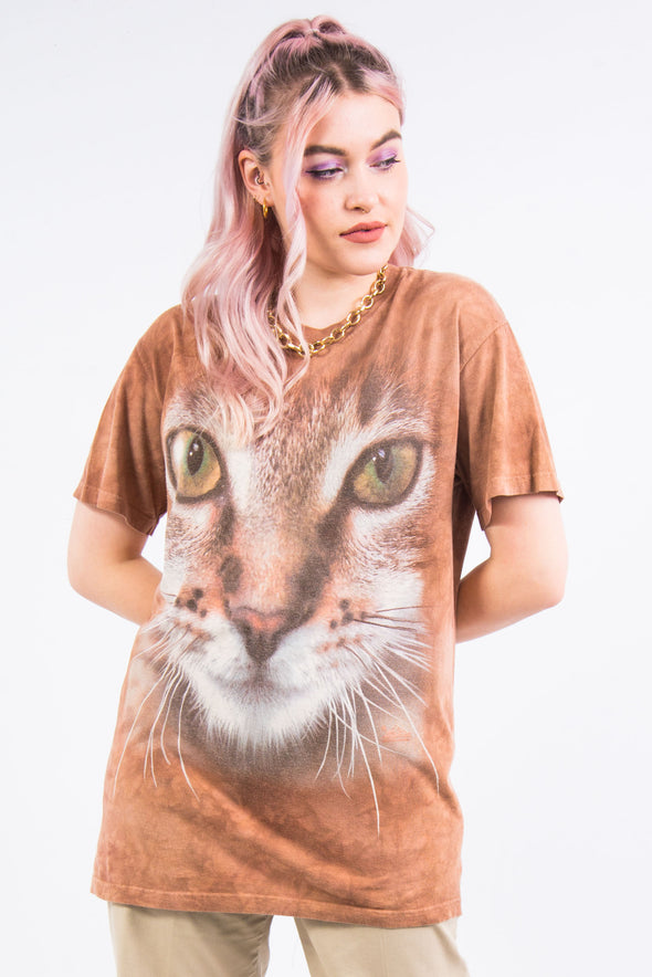 Vintage Tie Dye Cat Face T-Shirt