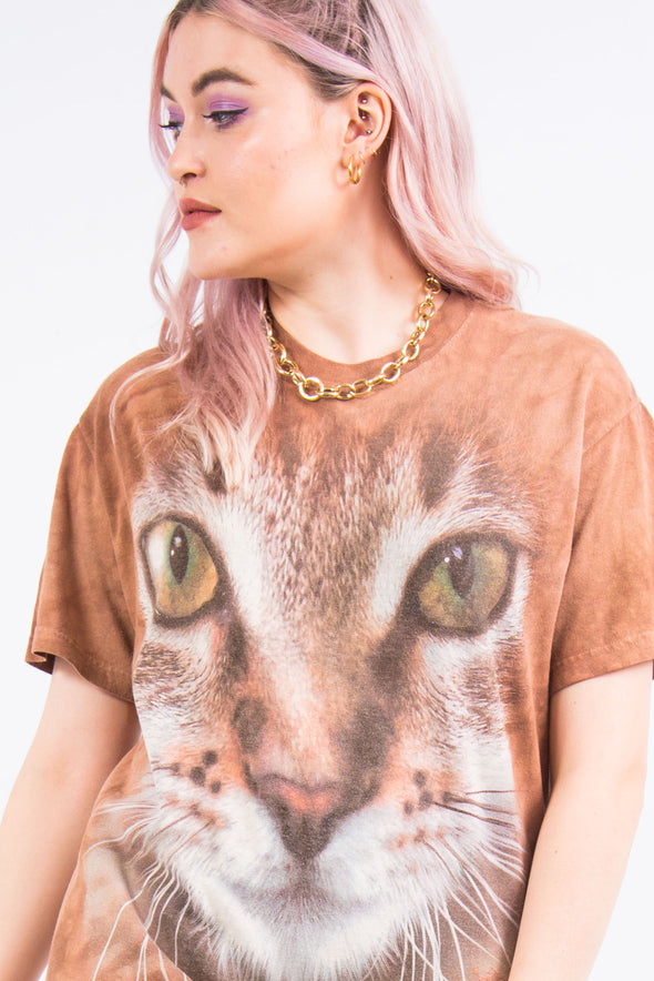 Vintage Tie Dye Cat Face T-Shirt