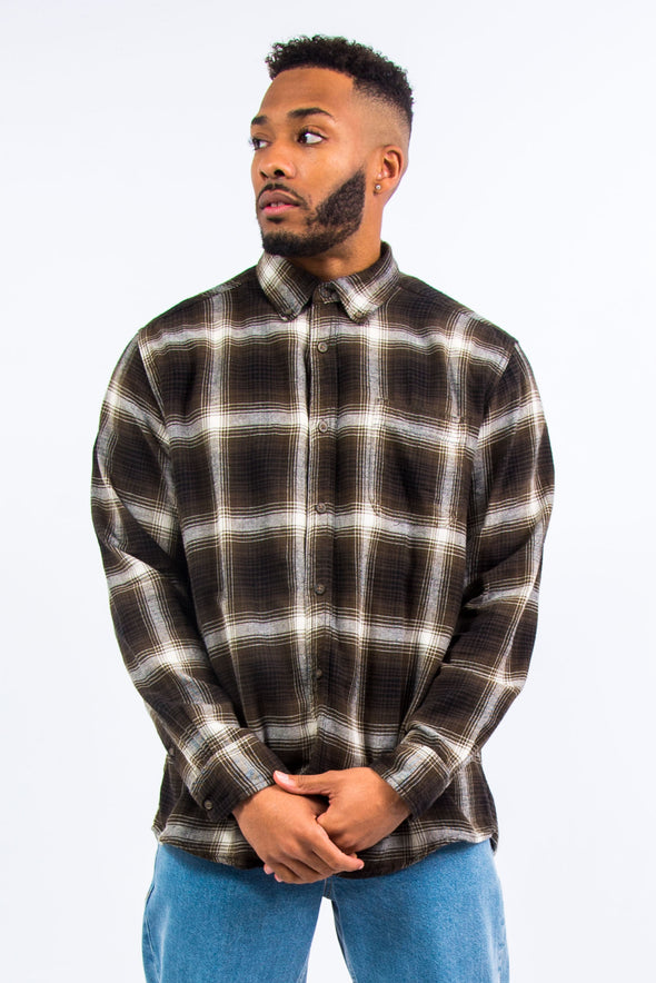 Brown Check Pattern Flannel Shirt