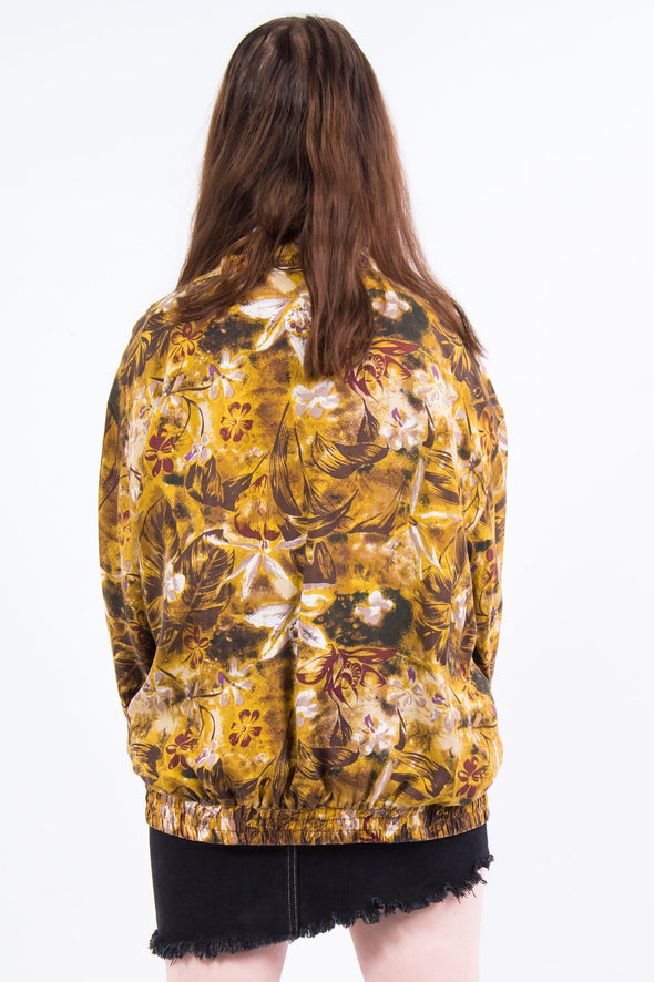 Vintage 90's Floral Pattern Silk Bomber Jacket