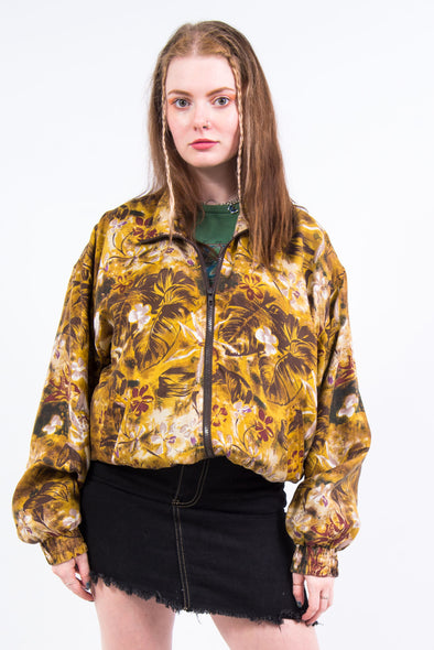 Vintage 90's Floral Pattern Silk Bomber Jacket