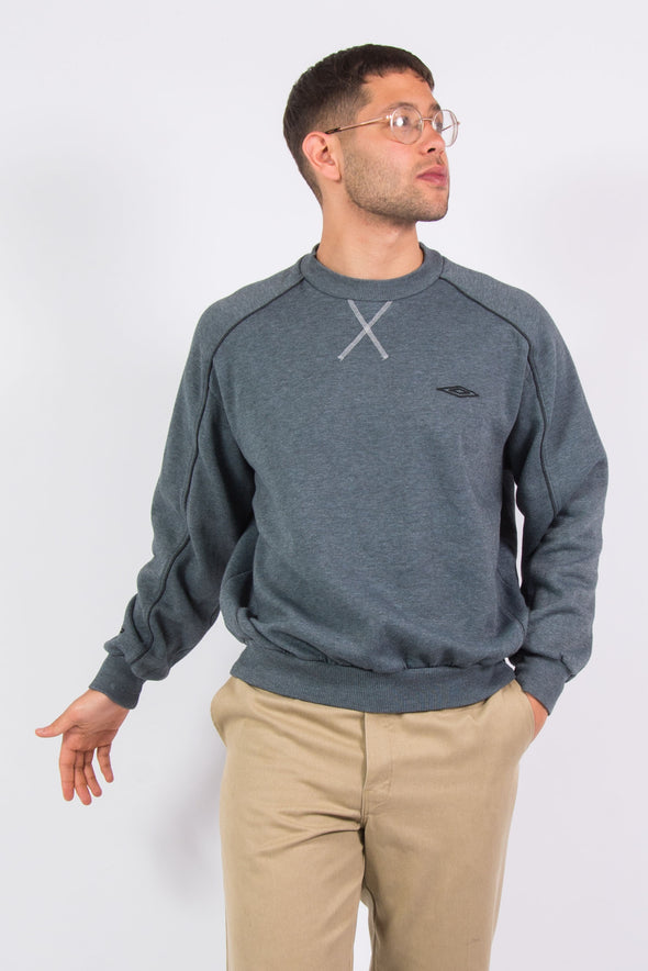 90's Vintage Umbro Sweatshirt Grey Crew Neck Sweater