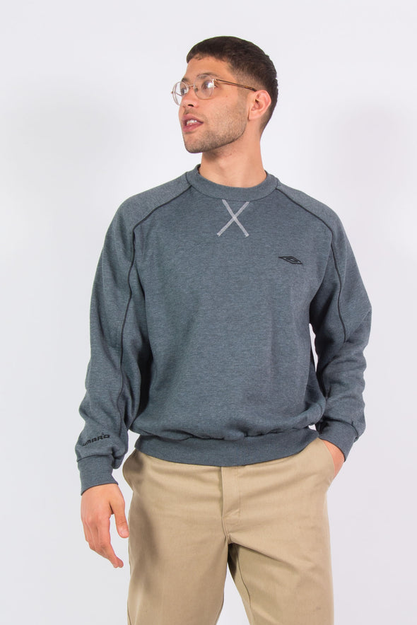 90's Vintage Umbro Sweatshirt Grey Crew Neck Sweater