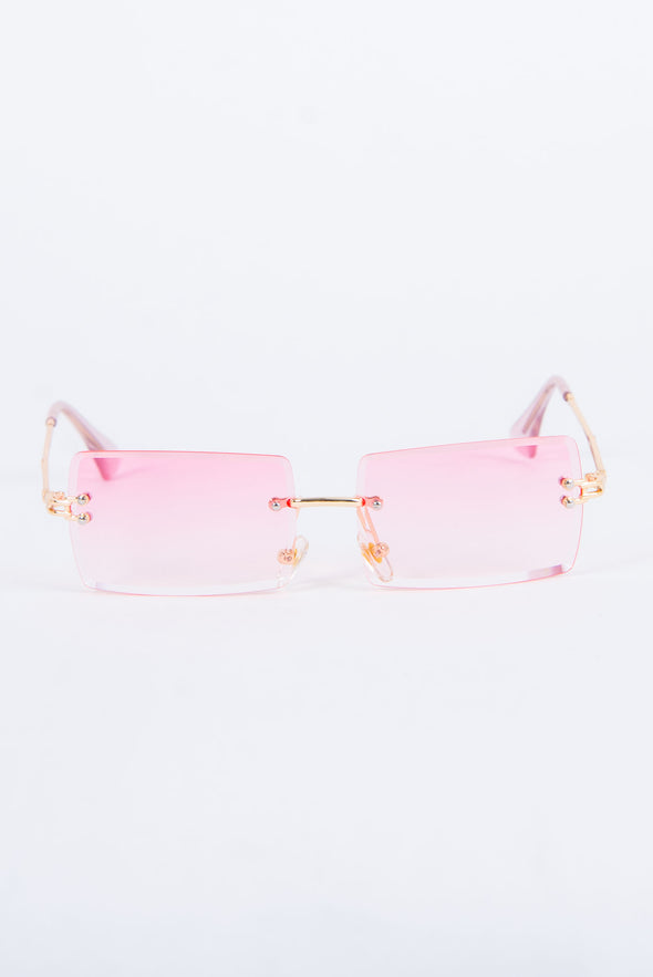 Y2K Lucie Pink Rimless Sunglasses