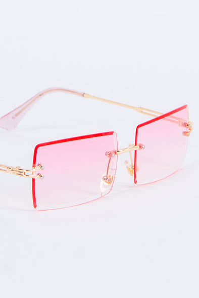 Y2K Lucie Pink Rimless Sunglasses