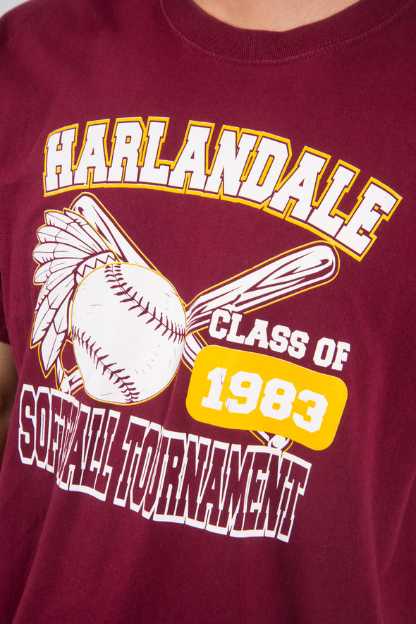 Vintage USA Burgundy T-Shirt Harlandale Softball