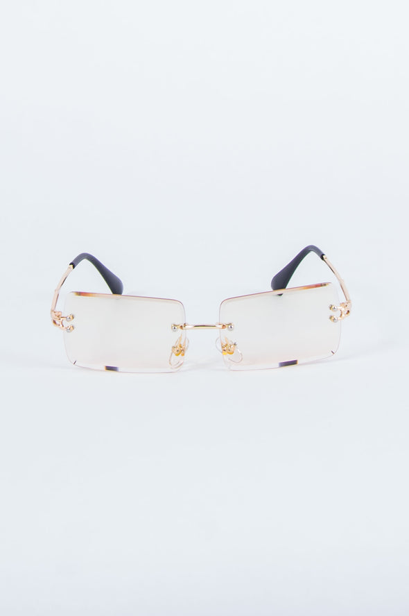 Y2K Lucie Yellow Iridescent Rimless Sunglasses