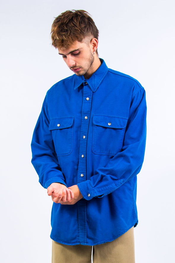 Vintage Blue Plain Flannel Shirt