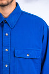 Vintage Blue Plain Flannel Shirt