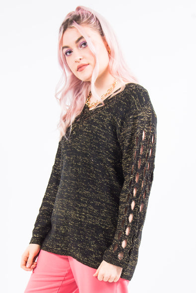 Vintage Glitter Knit Cut Out Jumper