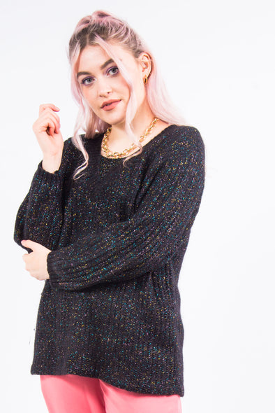 Vintage Glitter Knit V-Neck Jumper