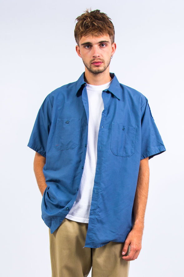 Vintage Blue USA Short Sleeve Work Shirt
