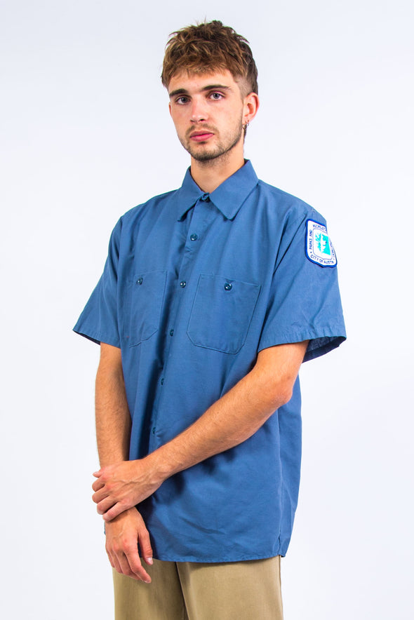 Vintage Blue USA Short Sleeve Work Shirt