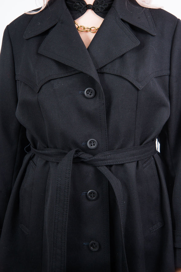Vintage 70's Black Trench Coat