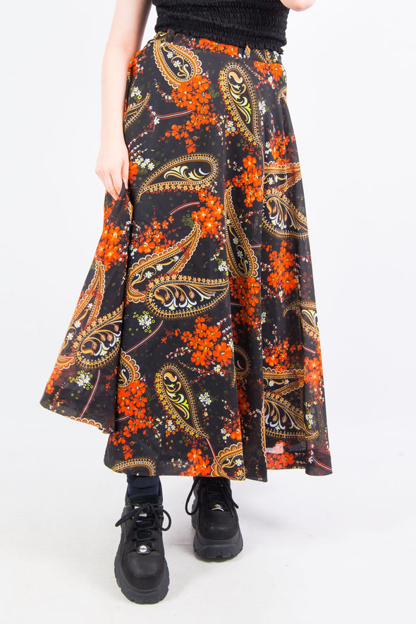 Vintage 70's Floral Paisley Maxi Skirt