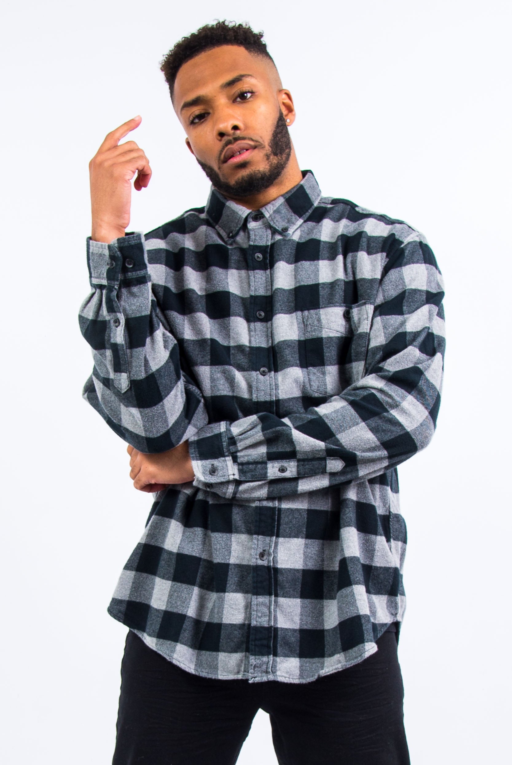 Buffalo Check Gray Plaid Shirt Vintage Grey Buffalo Check Flannel