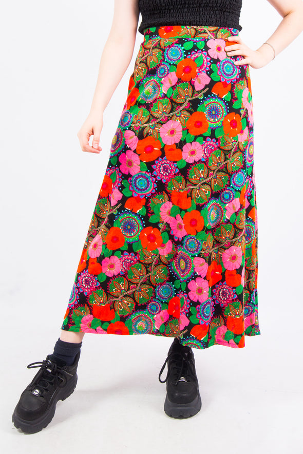 Vintage 70's Floral Maxi Skirt