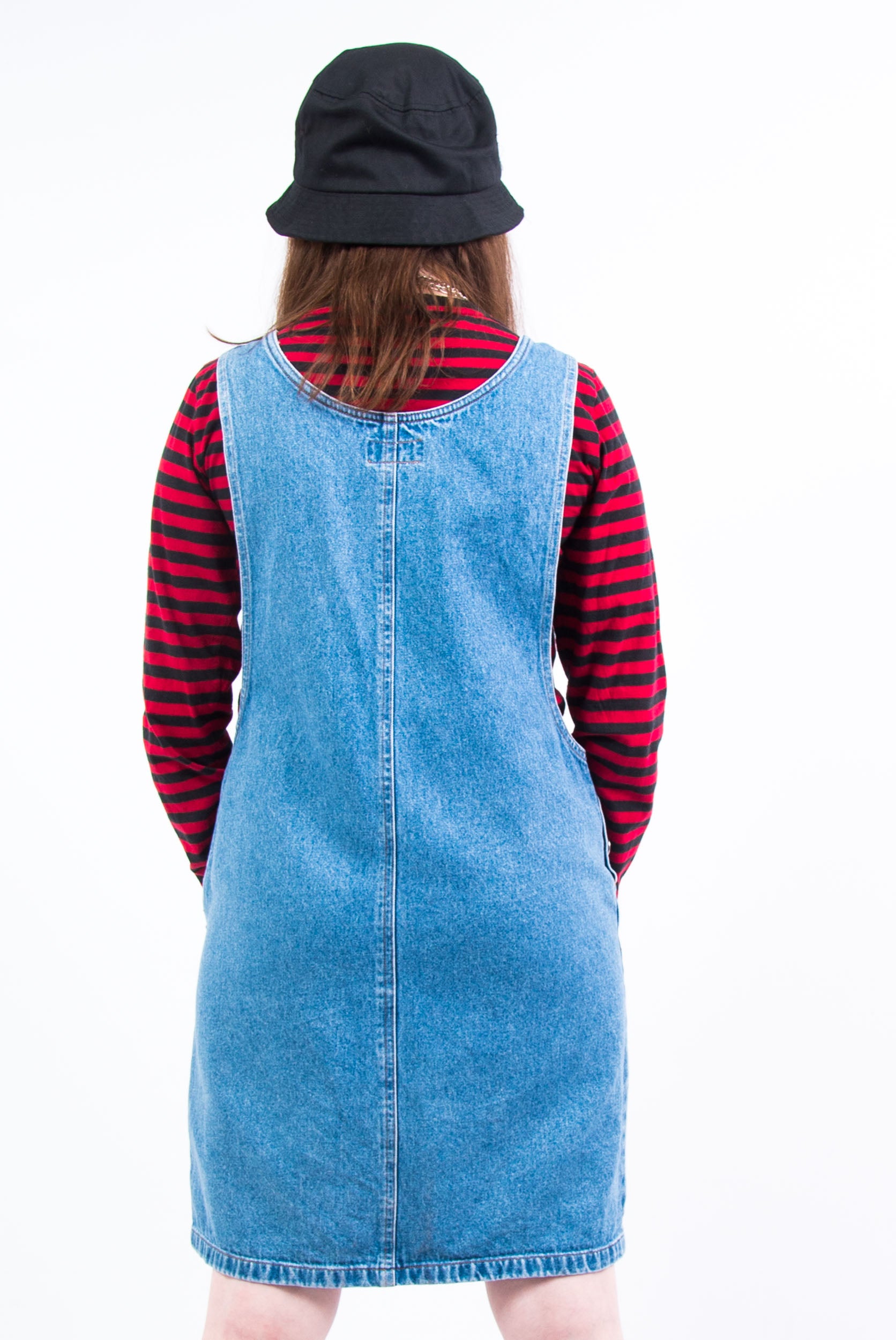 monki denim pinafore dress Monki