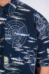 Vintage Nautical Fish Print Shirt Sleeve Shirt