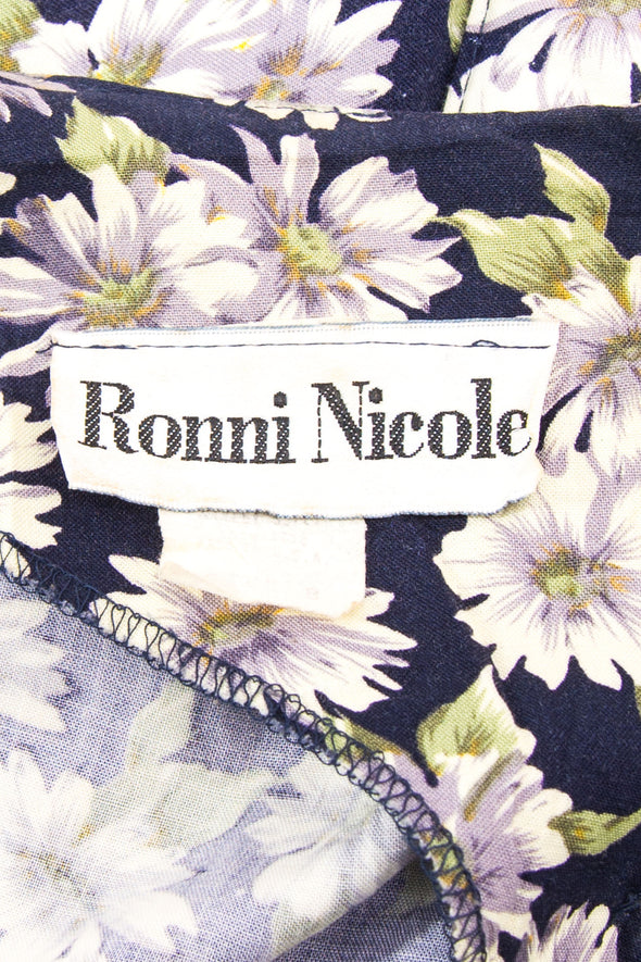 Vintage 90's Floral Belted Midi Dress