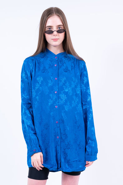Vintage Collarless Floral Shirt