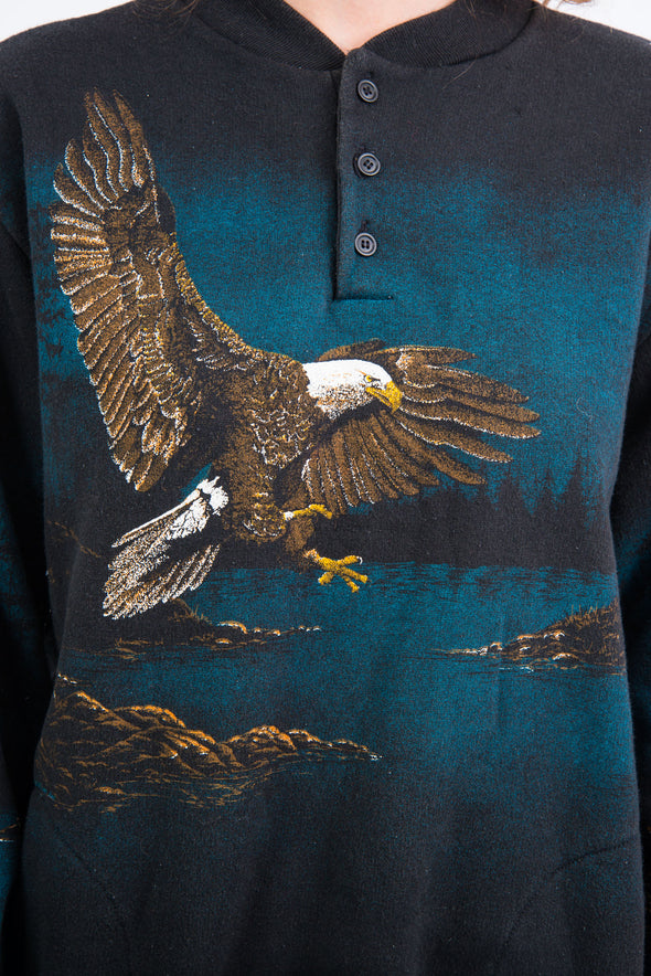 Vintage 90's Button Neck Eagle Sweatshirt