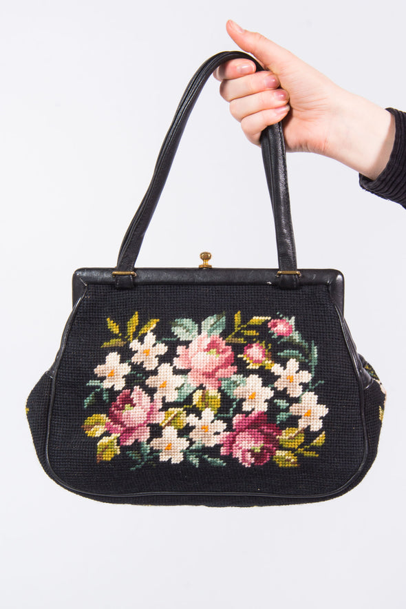 Vintage Floral Tapestry Bag