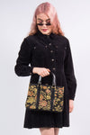 Vintage Black Floral Tapestry Bag