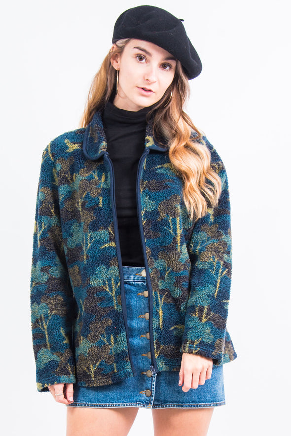 Vintage 90's Forest Print Fleece Jacket