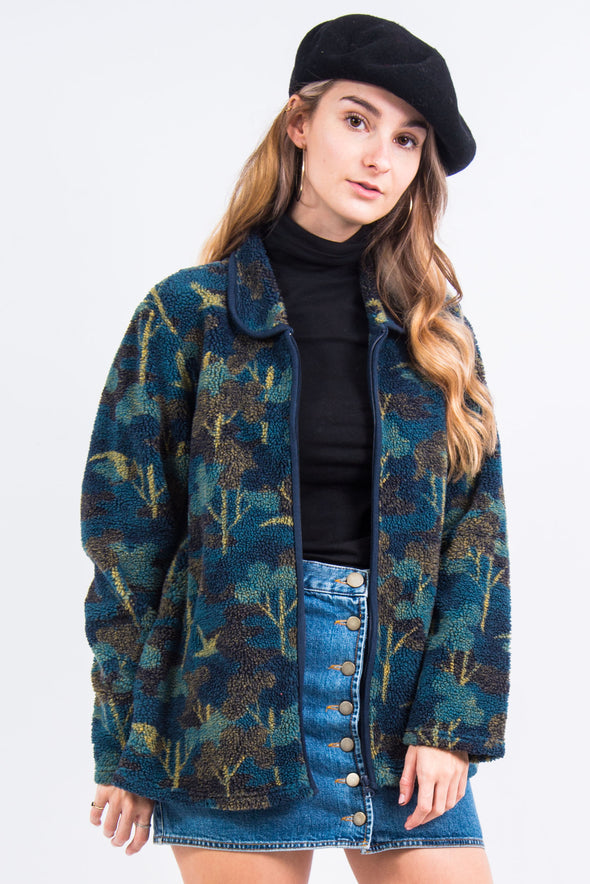 Vintage 90's Forest Print Fleece Jacket