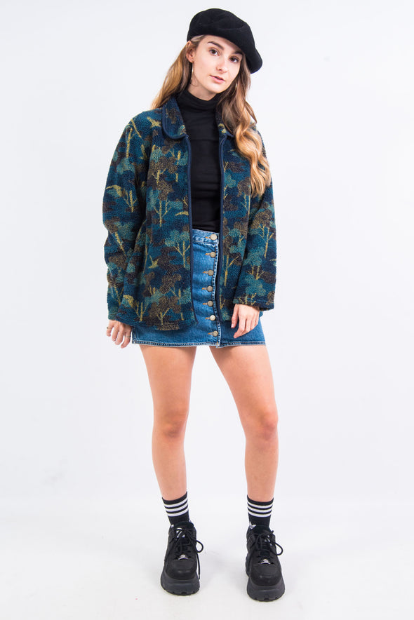 Vintage 90's Forest Print Fleece Jacket