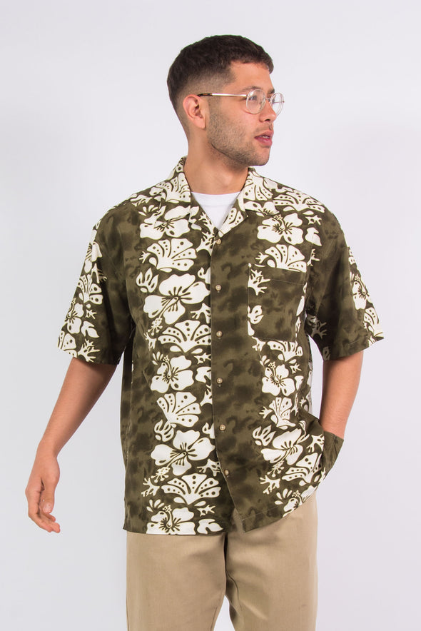 Vintage Floral Leaf Pattern Short Sleeve Shirt