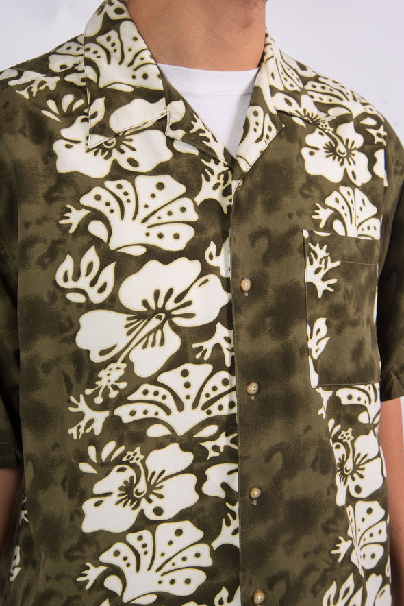 Vintage Floral Leaf Pattern Short Sleeve Shirt