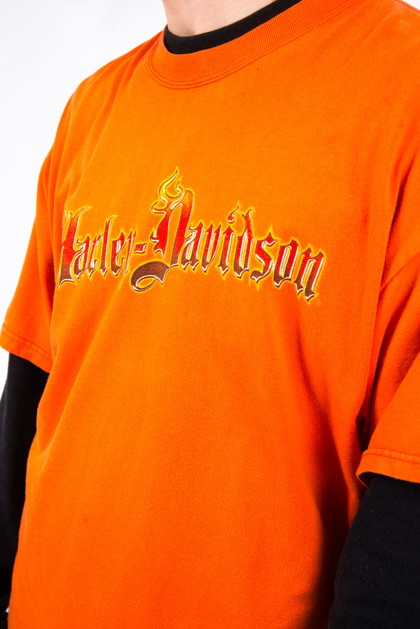 Vintage Harley Davidson Flame Print T-Shirt