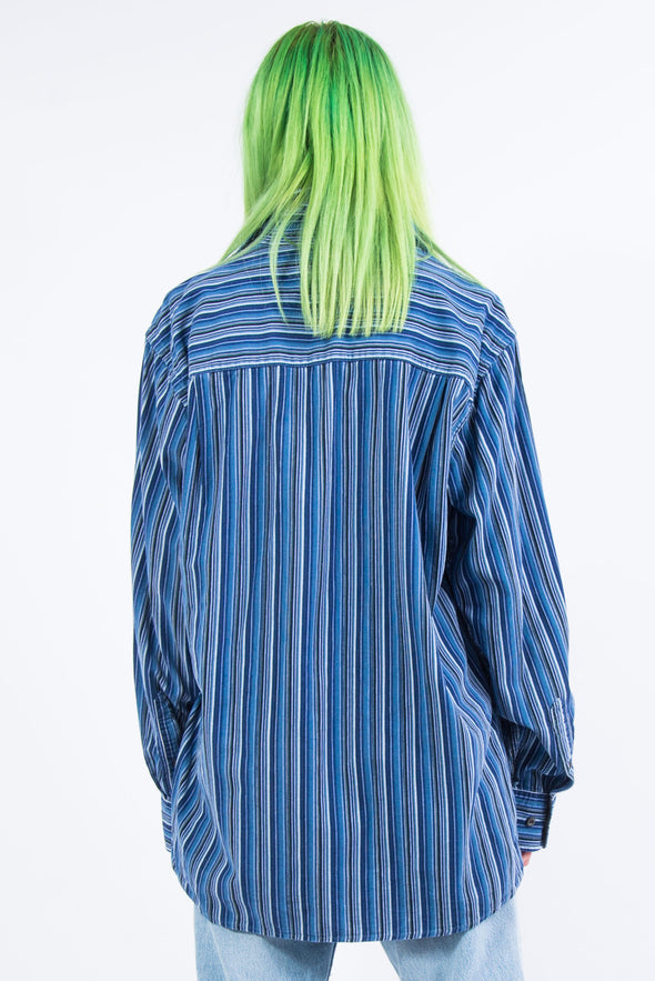 Vintage Blue Stripe Corduroy Shirt