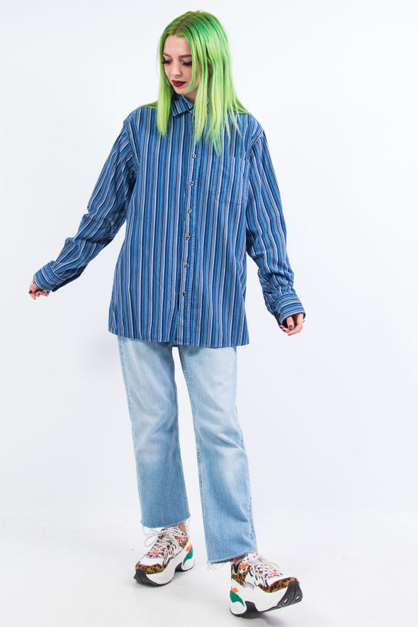 Vintage Blue Stripe Corduroy Shirt