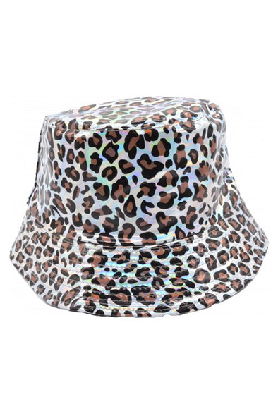 Holographic Leopard Print Bucket Hat