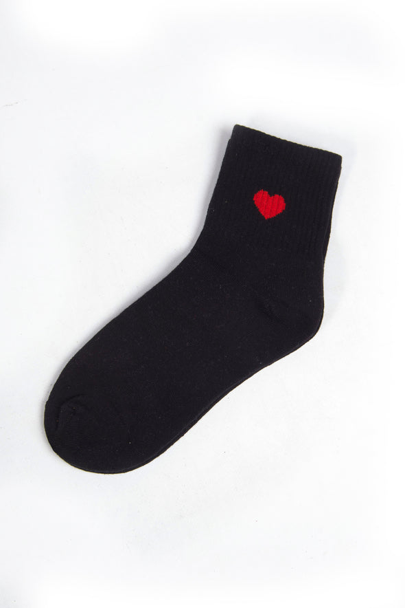 Heart U Black Tube Socks
