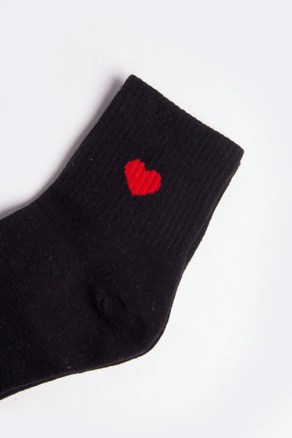 Heart U Black Tube Socks